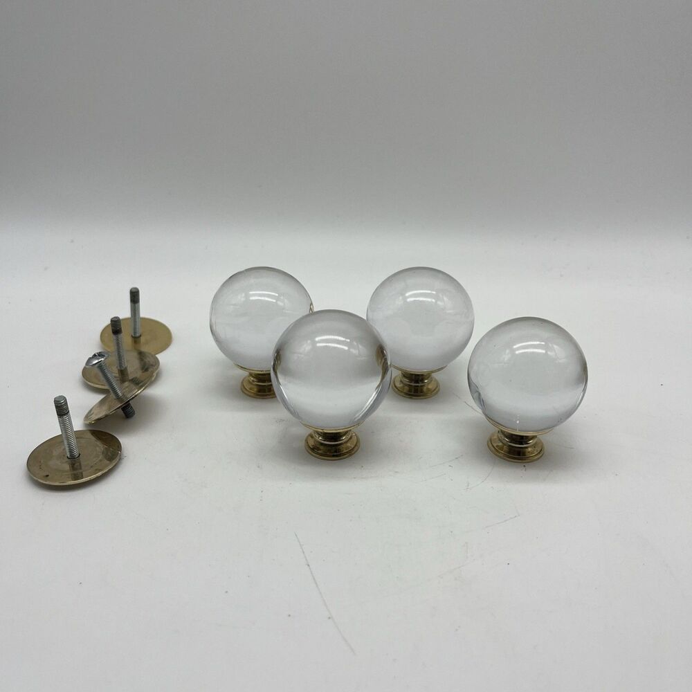 Brass Crystal Ball Drawers/Cabinet Knobs, Set of 4